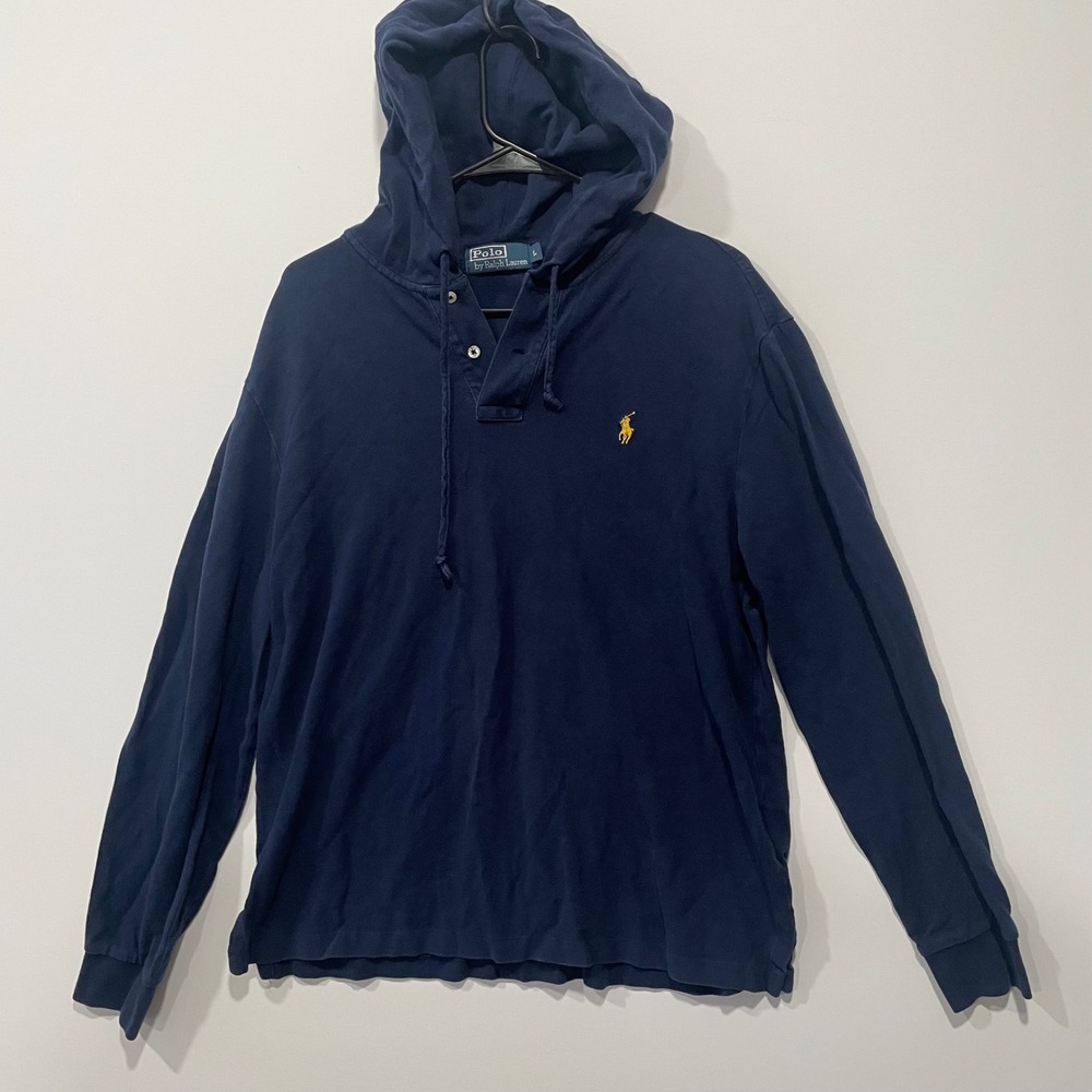 Polo Ralph Lauren Mens Blue Long Sleeve Pullover‎ Hoodie Pony Logo